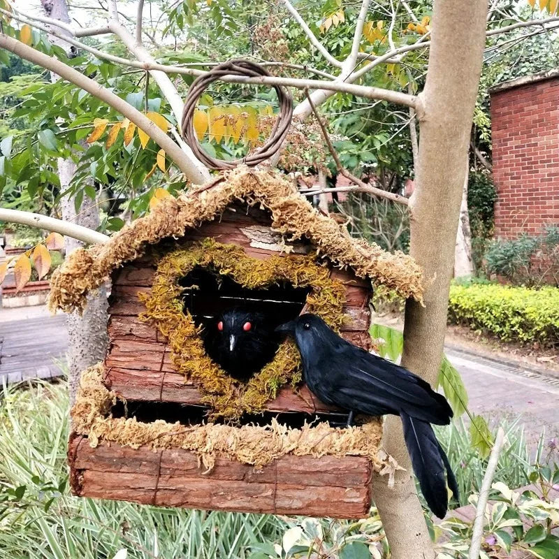Black Feathered Crows Lifelike Simulation Artificial Crow Raven Model Qme