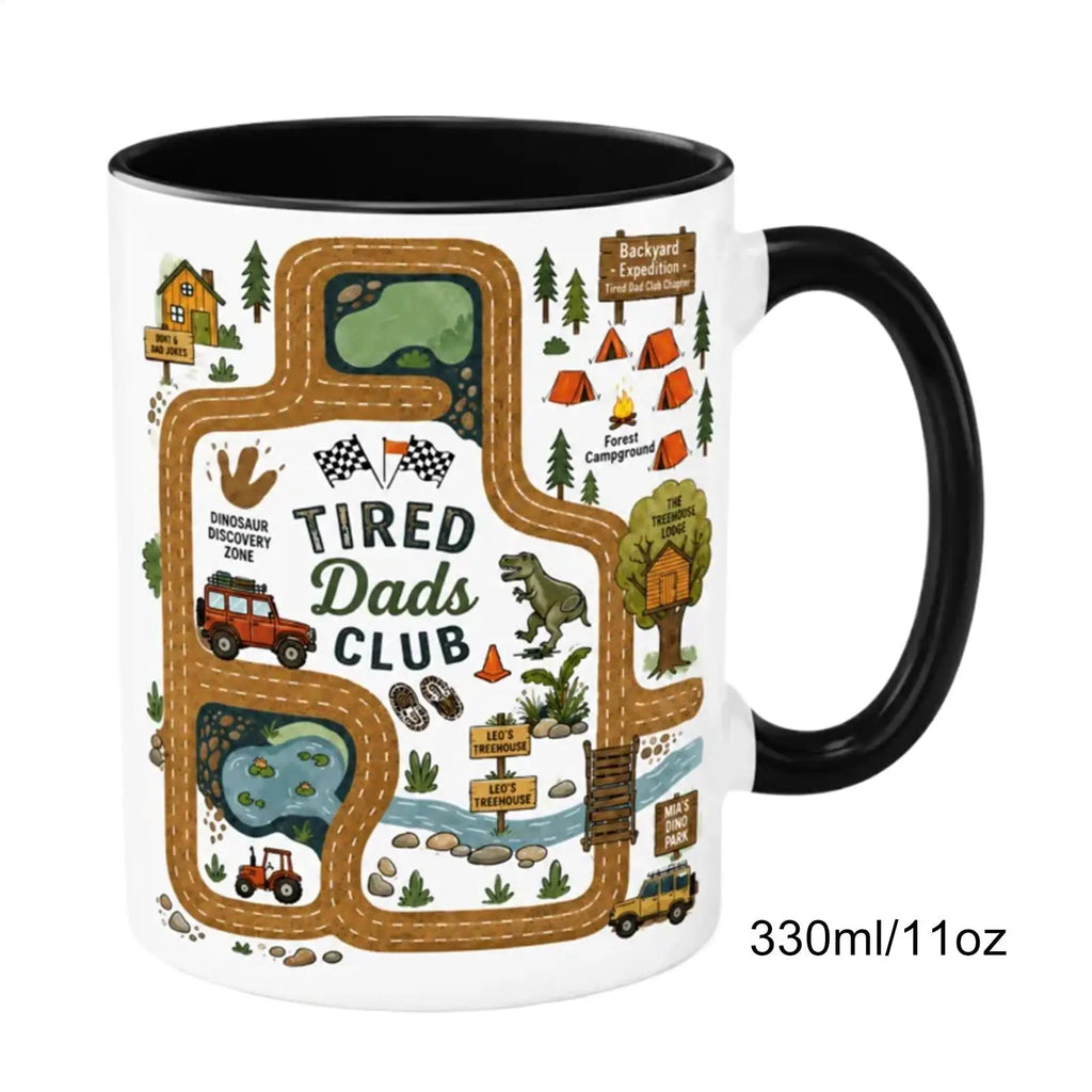 Dad Coffee Mug Vehicle Map Pattern Cup Ceramic Novelty Mugs Men Adult Qme