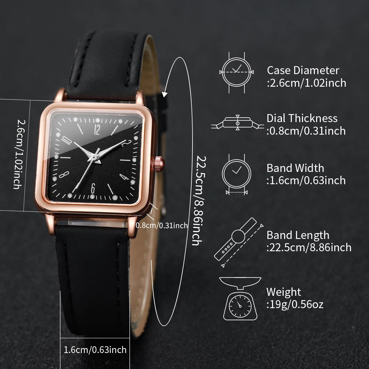 Rose gold square pink leather women's simple digital scale small square watch, not including gift box Qme