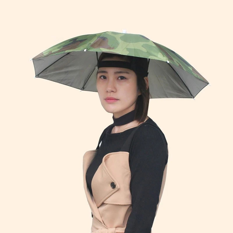 Portable Rain Hat Outdoor Folding Umbrella Fishing Sun Shade Anti-UV Qme