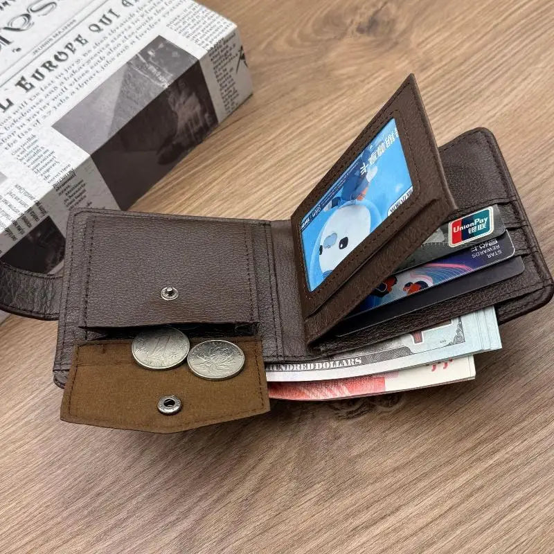 Men Wallets Leather Zipper Purse Man Slim Card Horders Male Short Qme