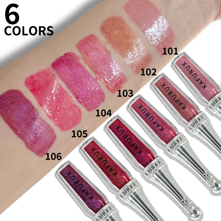 6 Colors Glitter Liquid Lipsticks Shimmer Shiny Lipgloss Pearlescent Qme
