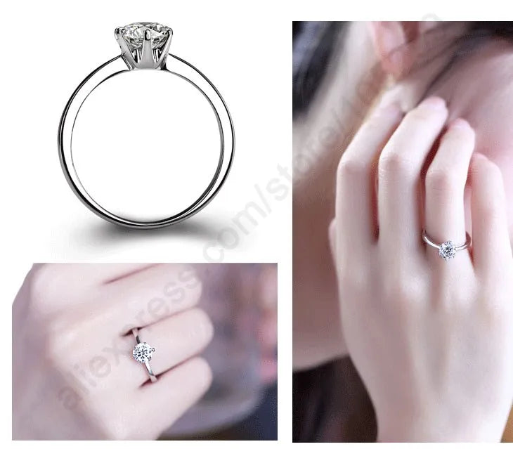 Simple Wedding Band Rings For Wedding 925 Sterling Silver Color White CZ Cubic Zirconia Finger Ring Bague Anillos Lover Gift Qme