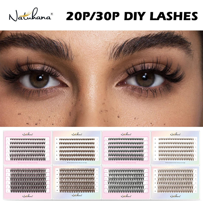NATUHANA 10D 20D 30D 40D Cluster Eyelashes DIY Mink Individual Lashes Qme