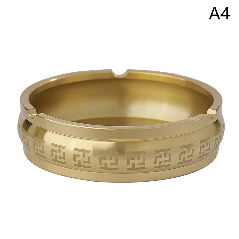Portable Ashtray Round Brass Tabletop Holder Office Household Metal Qme A4