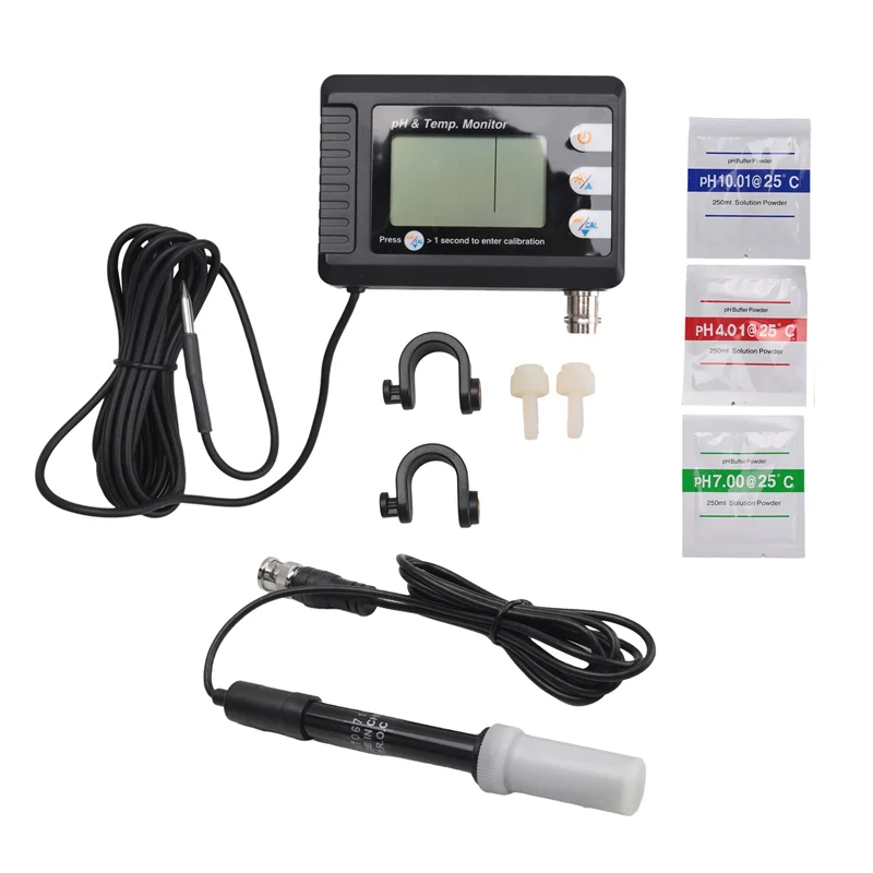 A02F-Digital Temperature& PH Meter Combo, Aquarium Thermometer With Automatic Calibration Function PH Monitor Qme