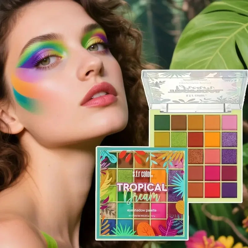 25 Colors Eyeshadow Palette Matte Shimmer Pigmented Rainbow Eye Qme