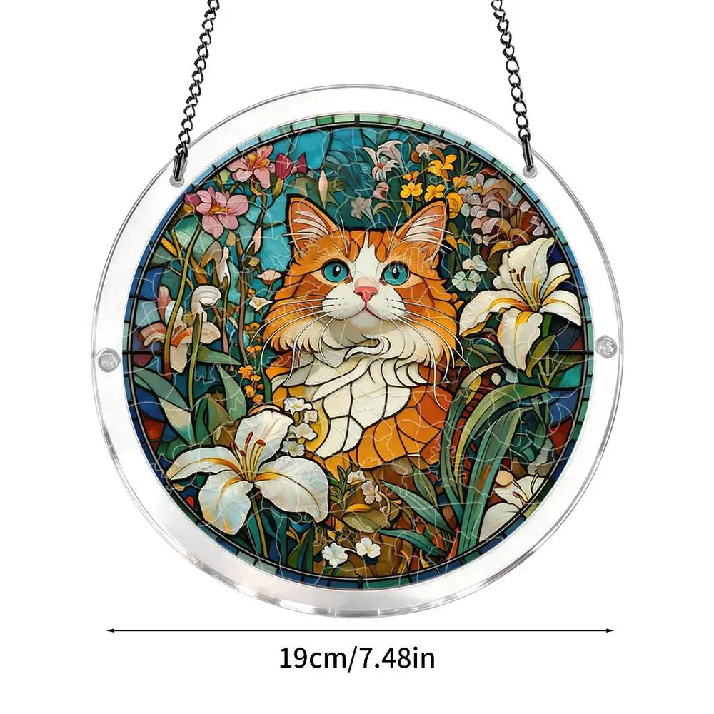 Jigsaw Puzzle Suncatcher Acrylic Animal Pattern Stained Art Decor 7 Qme cat China Mainland