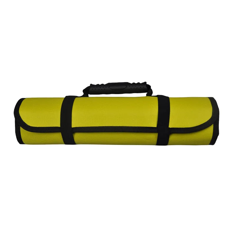 Portable Roll-Up Tool Bag Made of Oxford Fabric Durable Storage for Automotive Electrician & Hardware Tools Qme Yellow