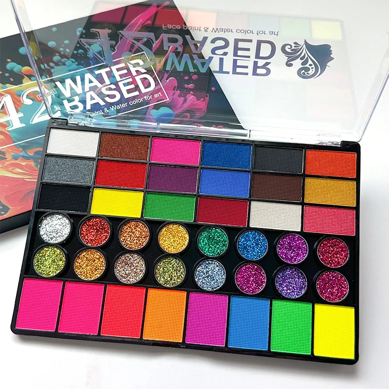 Painted 42 Colors Face Paint Kids Non-toxic Water Activated Palette Qme