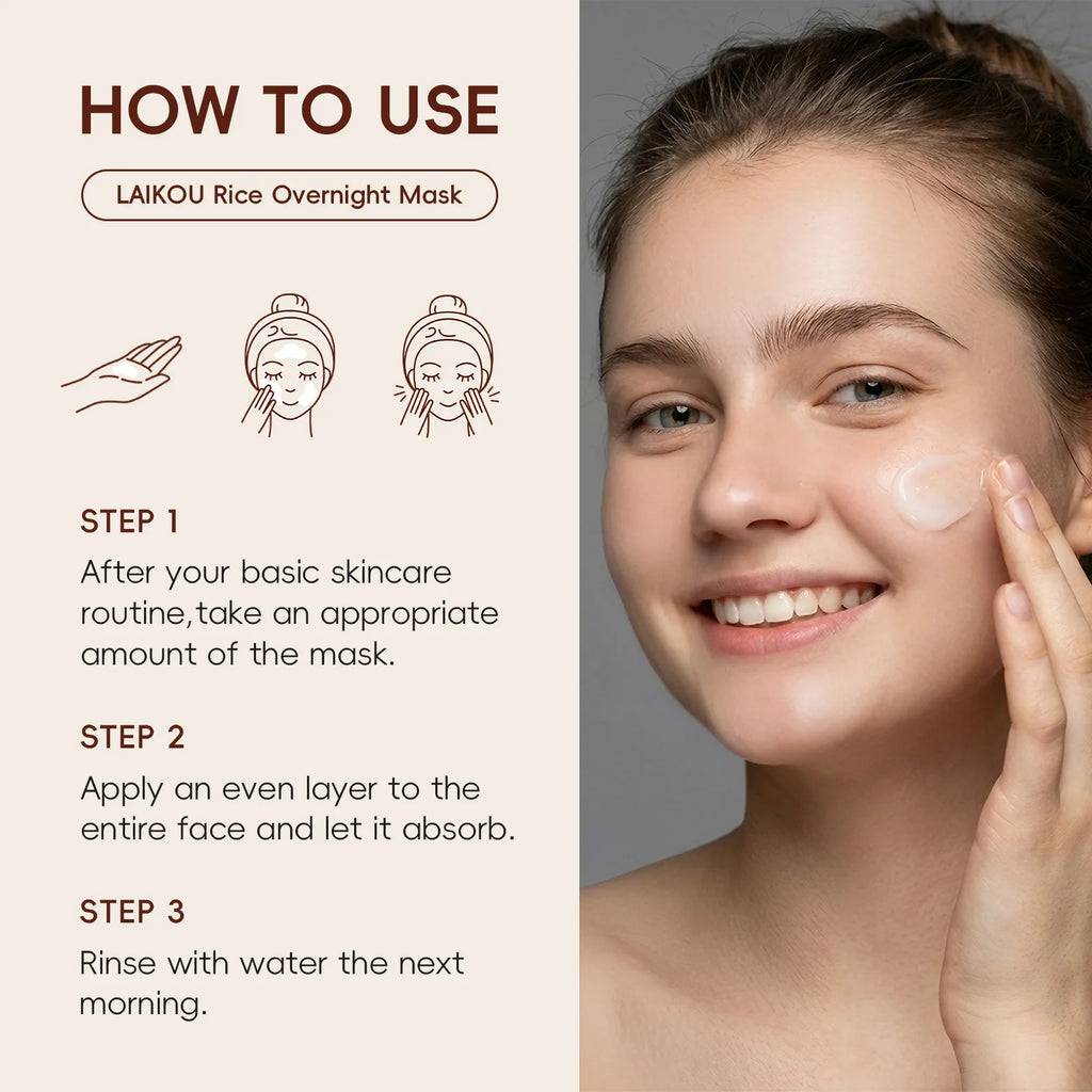 Rice Raw Pulp Whitening Sleep Mask Dark Spots Remover Fade Melanin Reduce Fine Lines Brighten Essence Korean Beauty Skin Care Qme