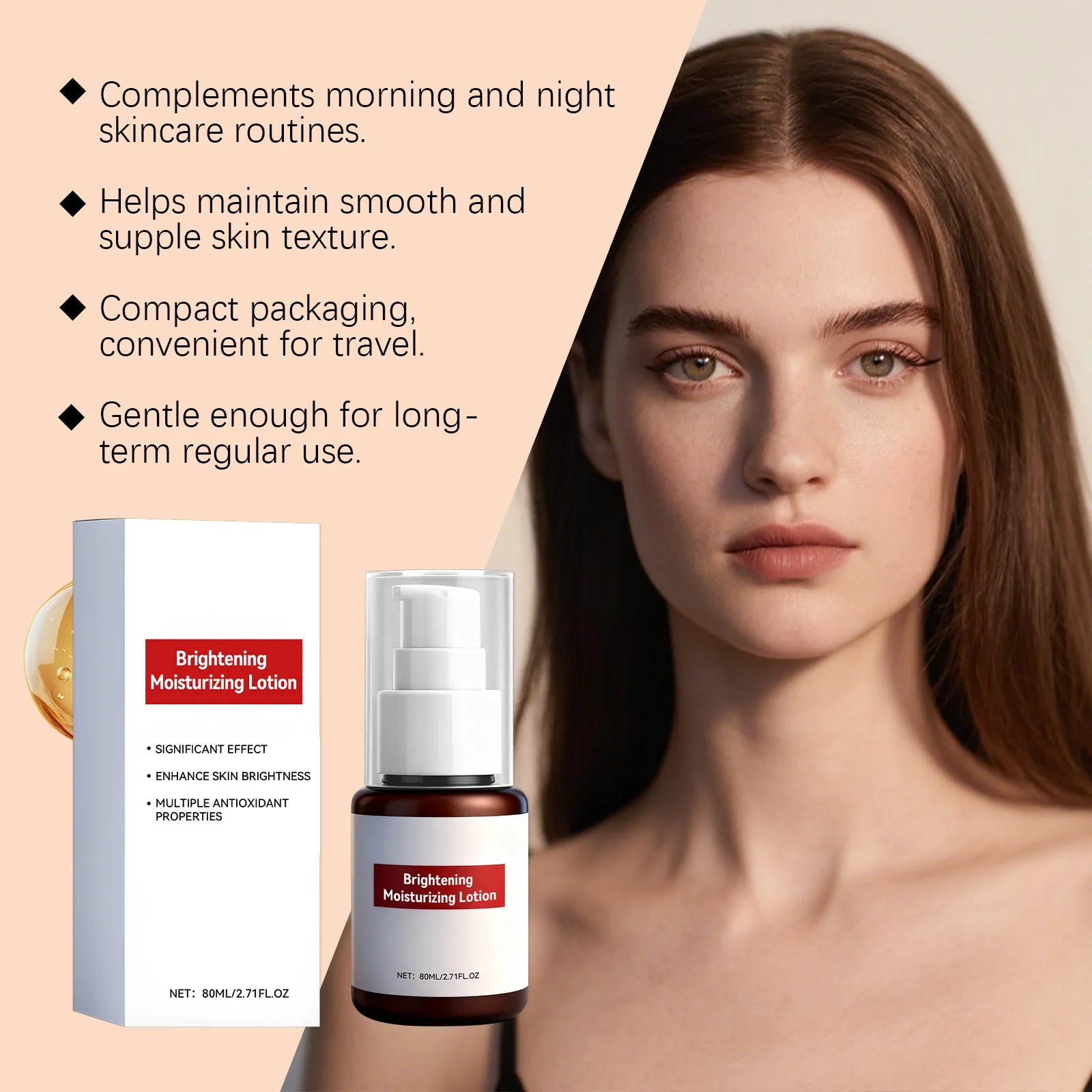 Brightening Moisturizing Lotion with Vitamin E Hydrating Glow-Boosting Face Cream Soothing Dark Spots Remover for Dull Dry Skin Qme