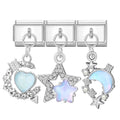 2026 3PCS Beautiful Blue Moon Heart Starfish Italian Charms Link 9mm Modular Bracelet Stainless Steel DIY Gift Jewelry Wholesale Qme Style 2