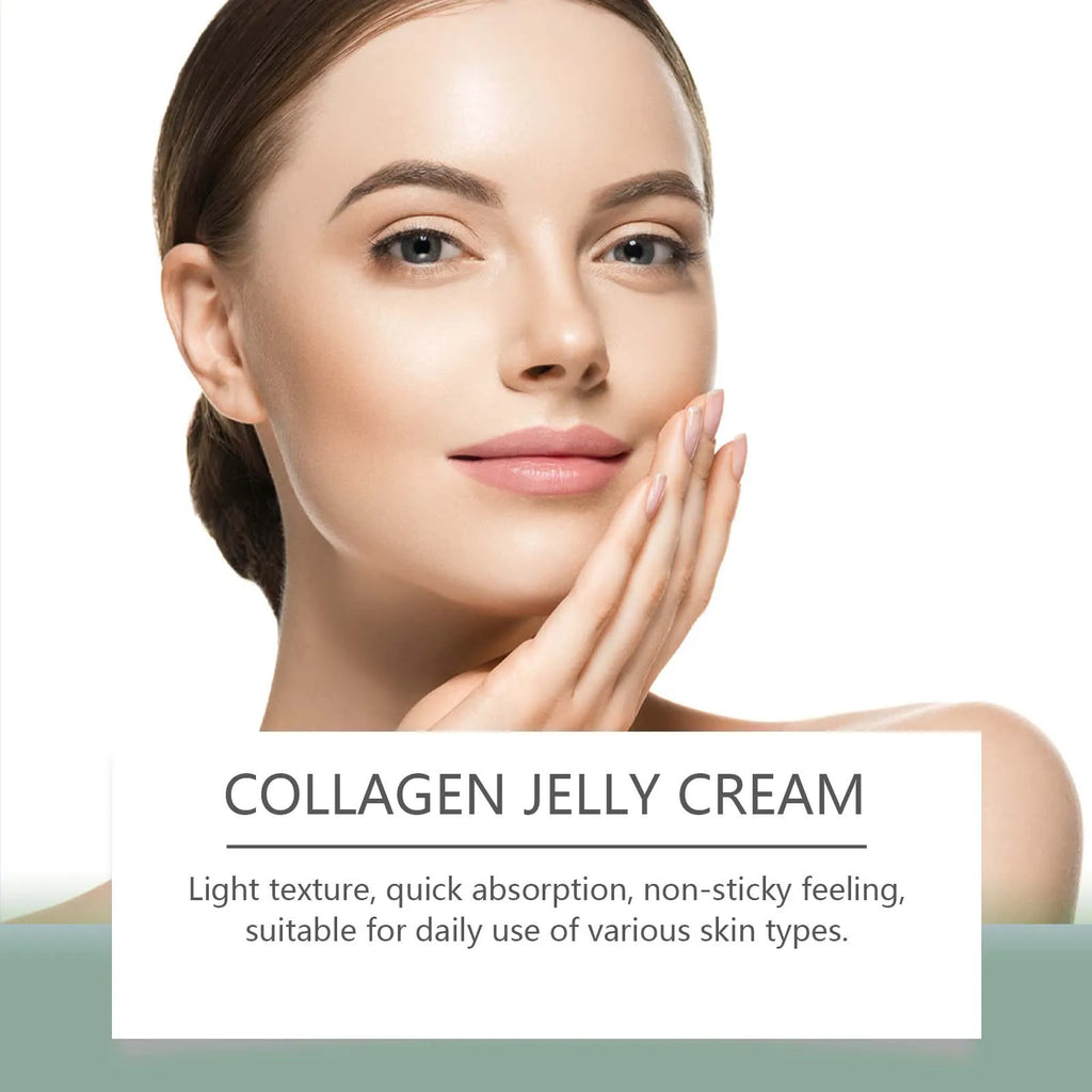 Green Tea Collagen Jelly Cream Gentle Moisturizing Soothing Shrink Pores Smooth Wrinkles Rejuvenating Facial Skin Care Gel Cream Qme