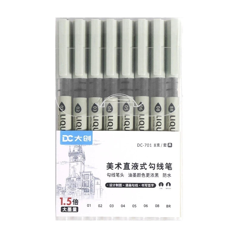 Micron Fineliner Pens - Archival Black Ink Pens - for Writing or Drawing for Artists, Crafters & DIY Gifts Projects - 8 Count Qme 8 pcs set