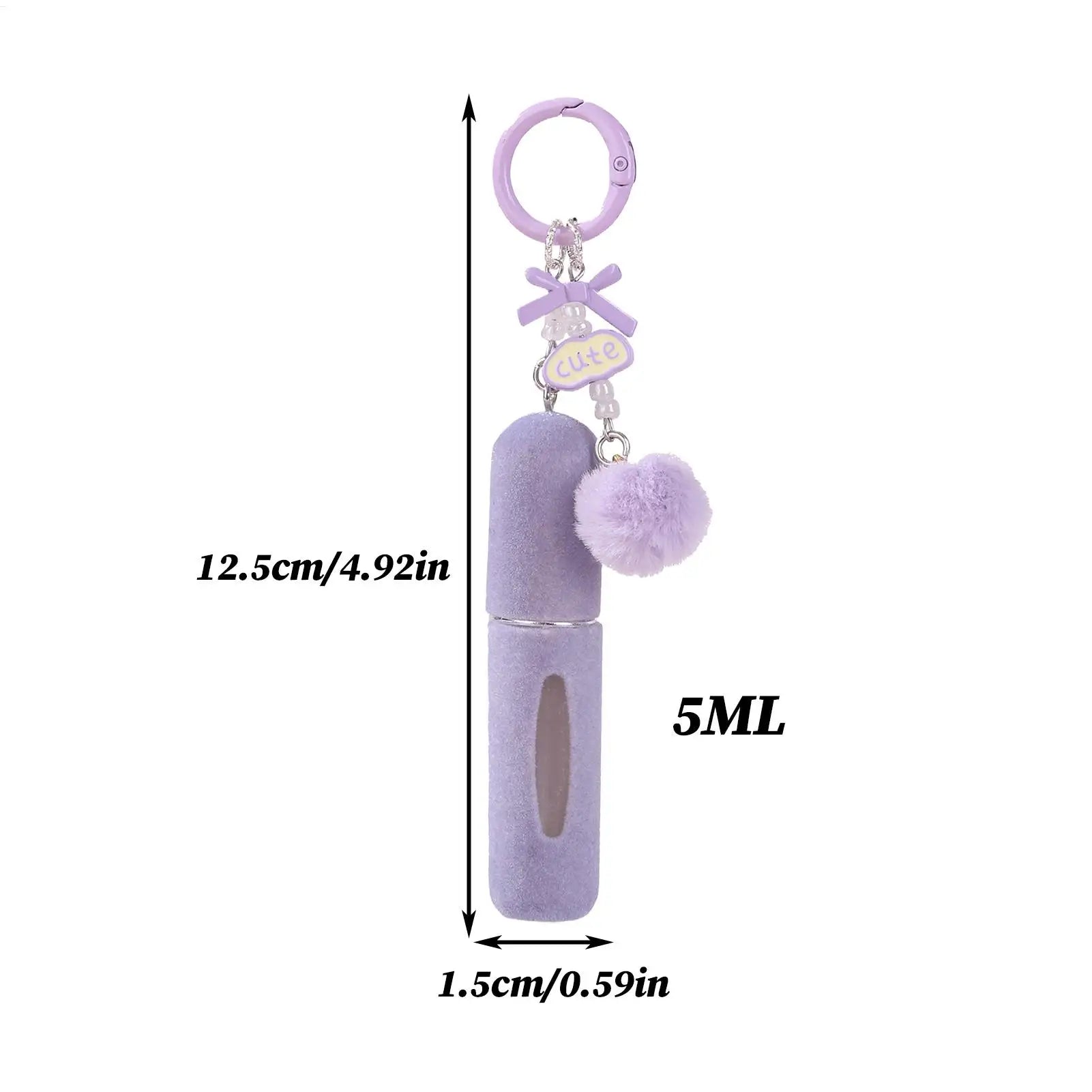 Plush bag hanging perfume bottle girly key chain 5ML perfume sub bottle Cologne Atomizer for Women Qme