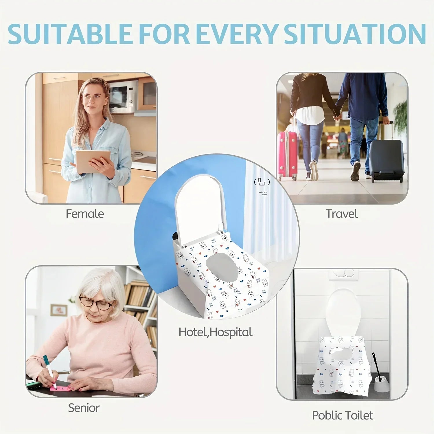 70/40/10Pcs Disposable Toilet Seat Covers for Travel Public Bathrooms Airplane Hygiene Universal Fit All Ages Potty Training Qme