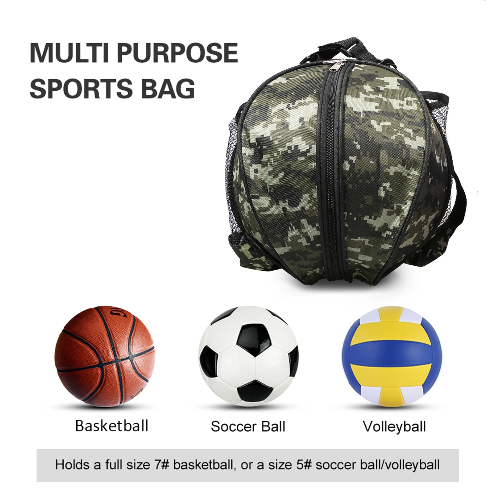 Basketball Shoulder Bag Sports Ball Round Bag Football Volleyball Carrying Bag Travel Ba Qme