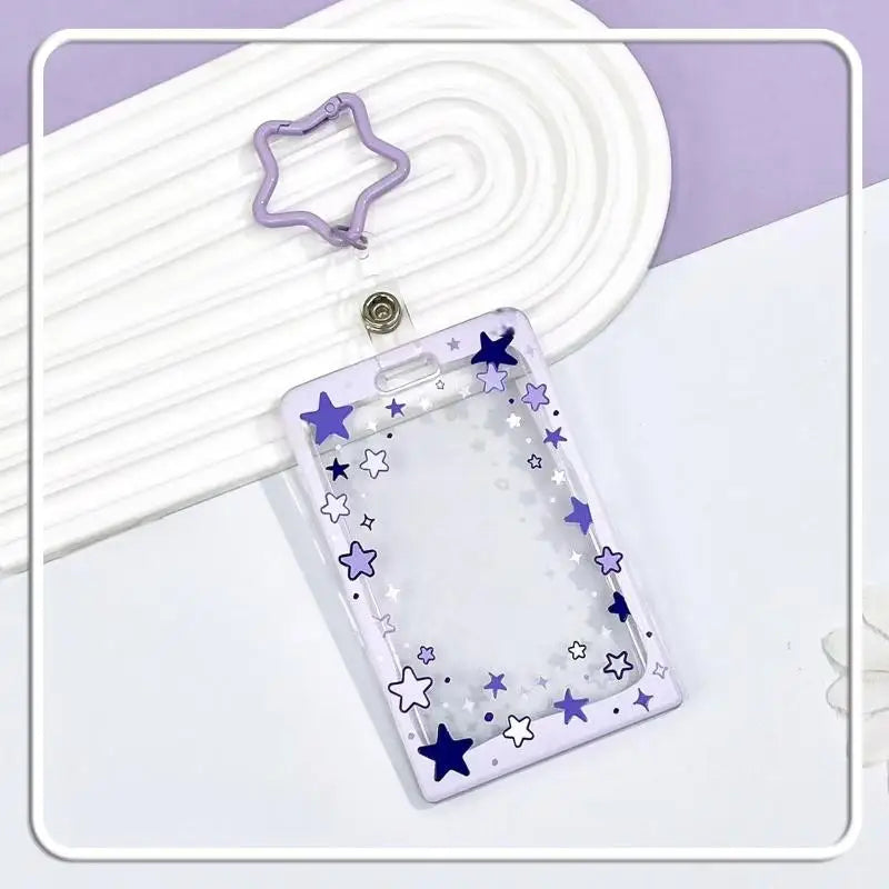 Star Sliding Cover Card Holder Transparent Portable ID Protector Kpop Qme A24