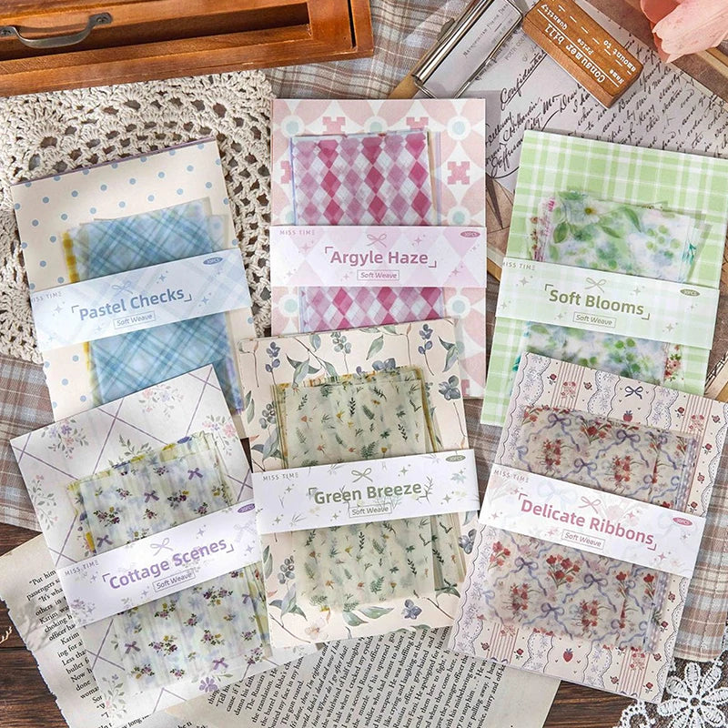 Gentle Pastoral Textured Scrapbook Paper, Macaron Plaid Washi Paper for Journal Background Collage, Perfect Gifts Qme ALL