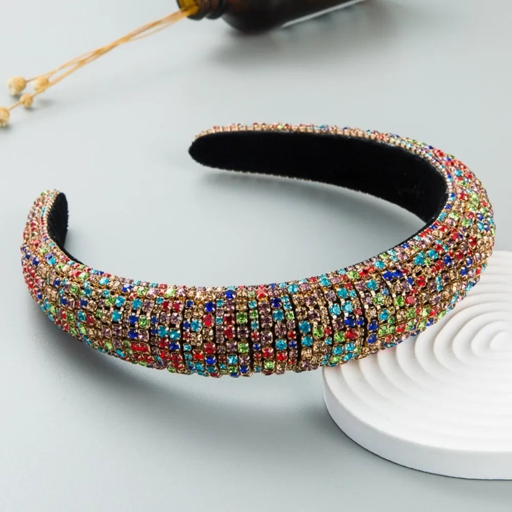 Sparkly Hairband Padded Rhinestone Headband Baroque Luxury Crystal Qme Multicolor