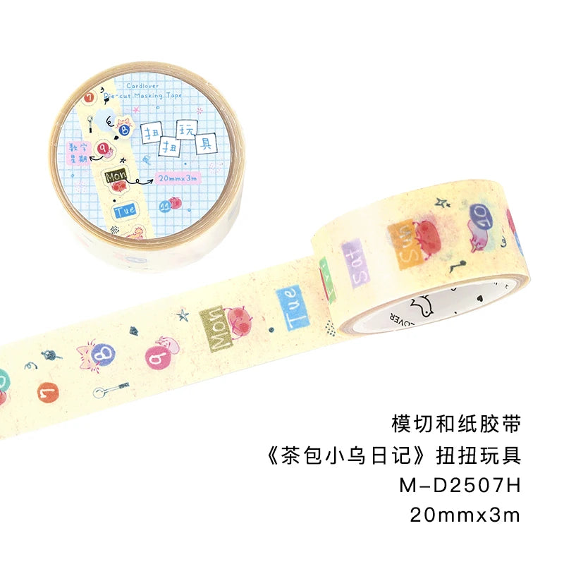 TIANZI 20mm * 3m Tea Bag Diary Series Kawaii Ins Cute Dessert Sparkling Sand Washi Tape DIY Scrapbook Aesthetic Masking Tape Qme A 2 Rolls