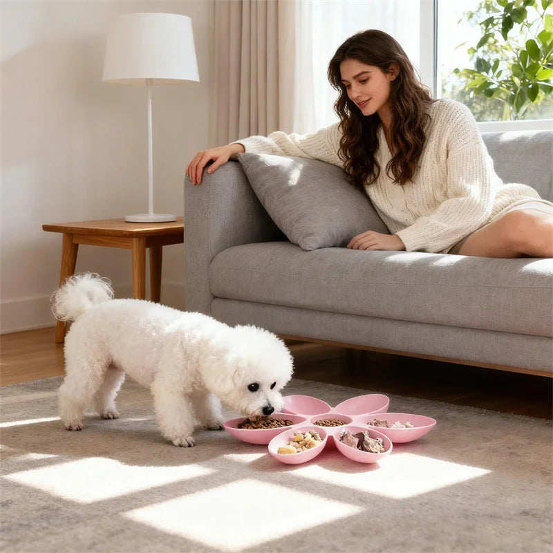 Multi Functional Cat Dog Food Bowl Upgrade Pet Lunch Time Petal Baby Qme