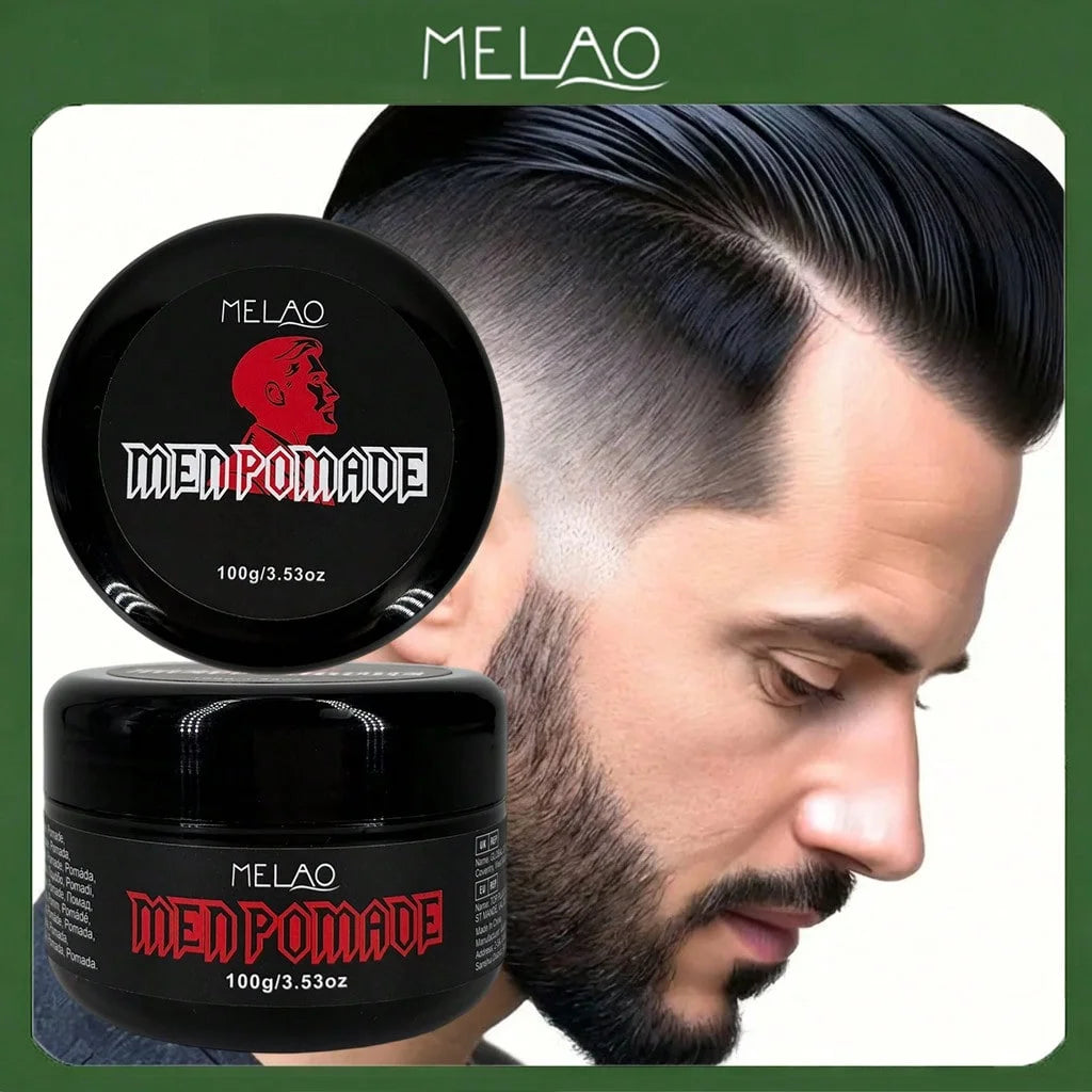 Men Pomade, MELAO Strong Hold Pomade for Men, Classic High Shine, Slick Back & Side Part Styling, 100g/3.53oz Qme MELAO-153
