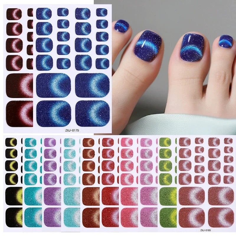 Cat Eye Style Nail Art Stickers Self adhesive Stickers For Toe Nails Full Cover Toenail Polish Stickers DIY Foot Decals Qme