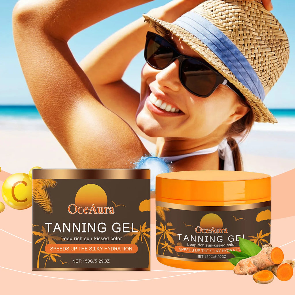 OceAura Intensive Tanning Gel Sun Kissed Accelerator of Tanning Body Bronzer Shimmer UV Protection Sun Tanning Cream Moisturizer Qme