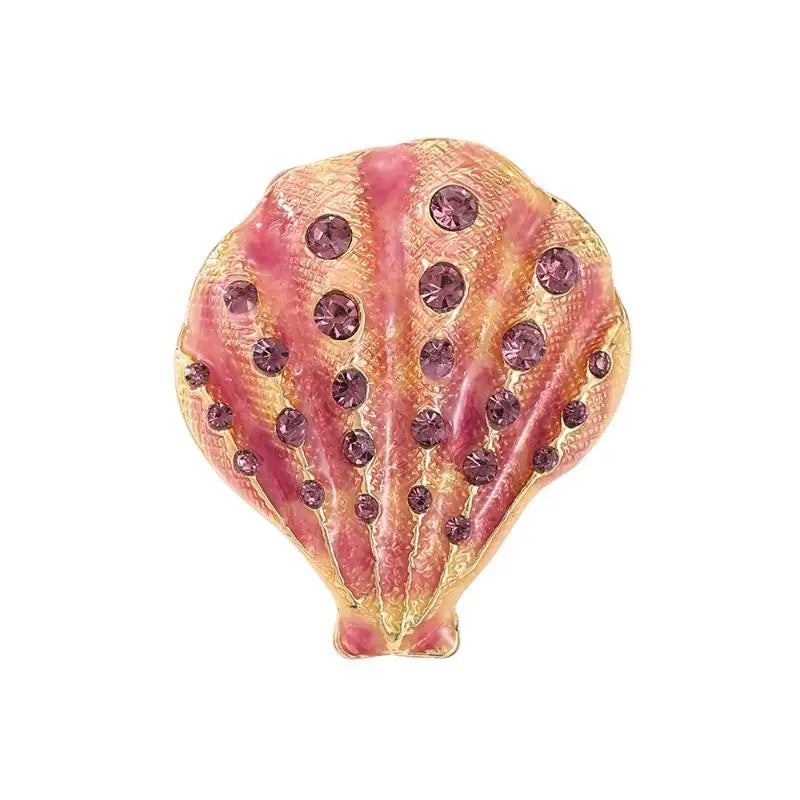 Rhinestone Shell Brooches For Women Unisex Enamel Ocean Pins Friend Event Party New Gifts Jewelry Decoration Accessories Qme B