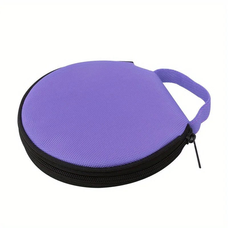 Portable CD Case, Round CD Holder For 20pcs CDs, Oxford Cloth DVD Storage Bag CD Wallet Holder Organizer DVD Pouch Qme Purple