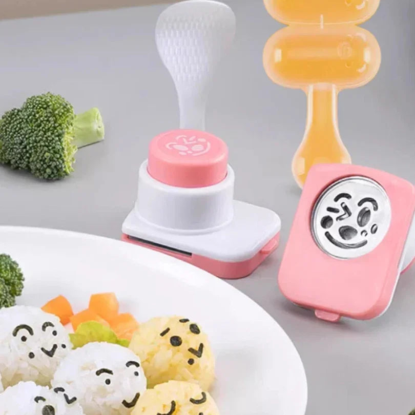 DIY Rice Ball Molds Seaweed Nori Punch Cutter Smile Face Cartoon Rice Ball Onigiri Mould Embossing Device Sushi Mold Bento Decor Qme