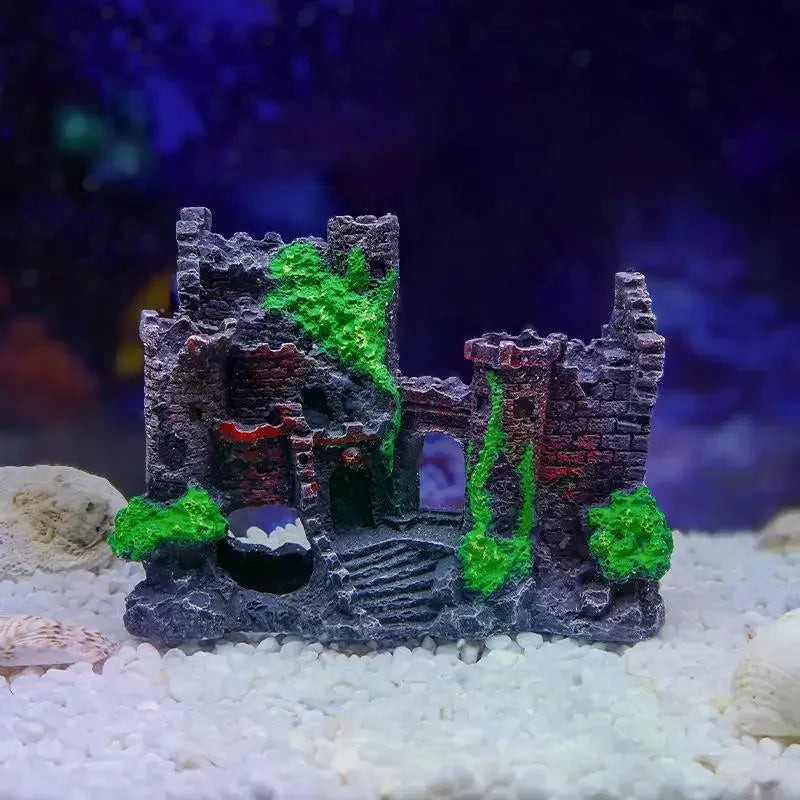 Landscaping Resin Rockery Aquarium Home Craft Creative Castle Shape Qme