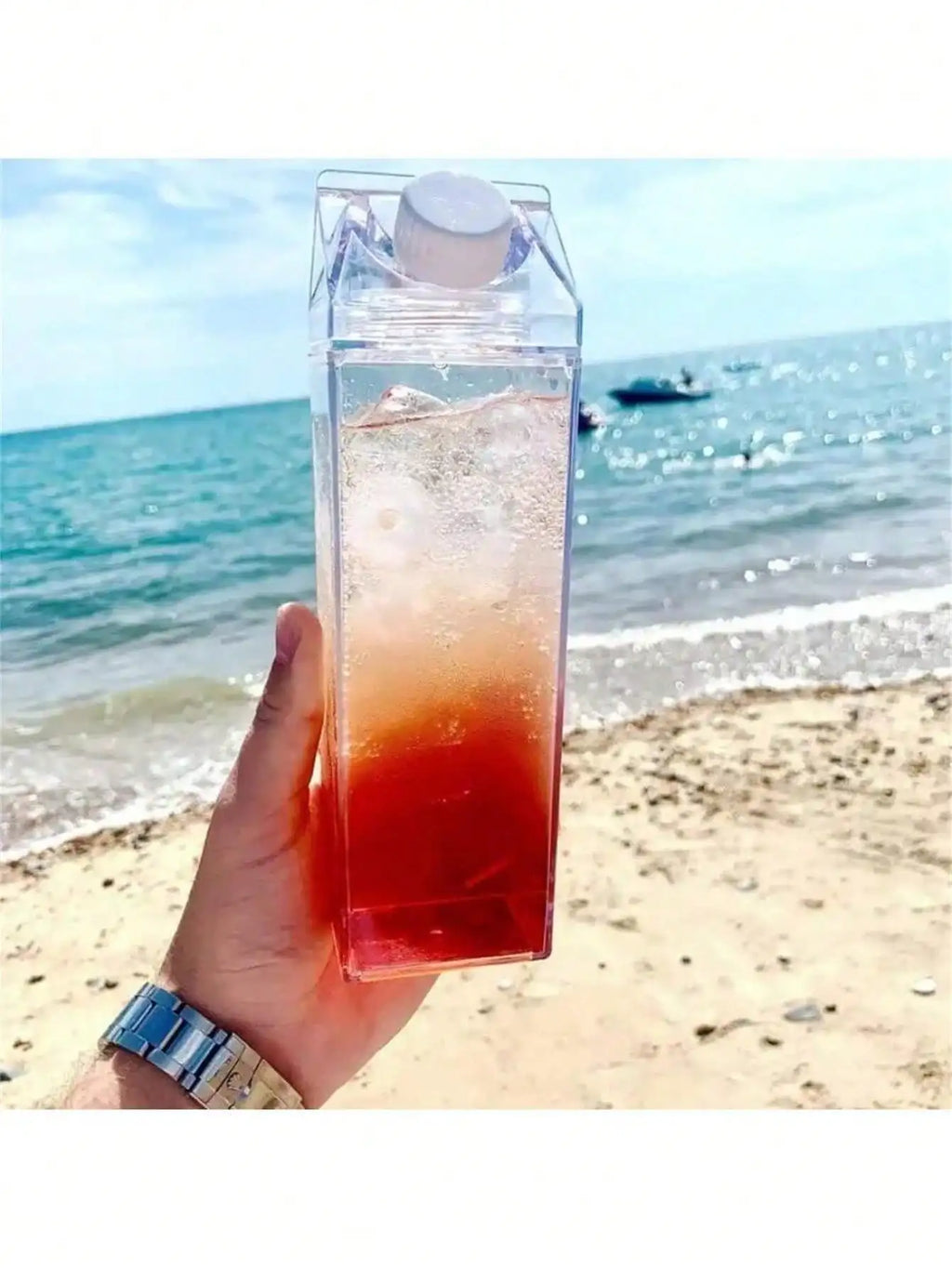 Large Capacity Milk Box Shaped Water Bottle Transparent Square Qme
