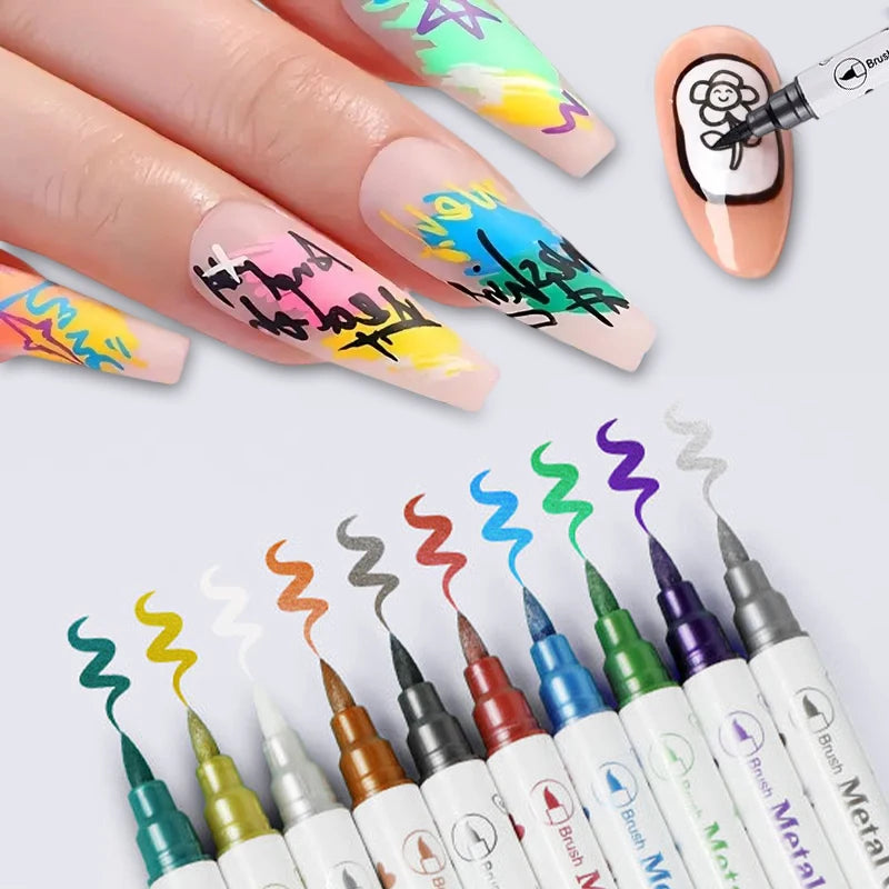 Colourful Waterproof Nail Art Graffiti Pen DIY 3D Drawing Abstract Qme