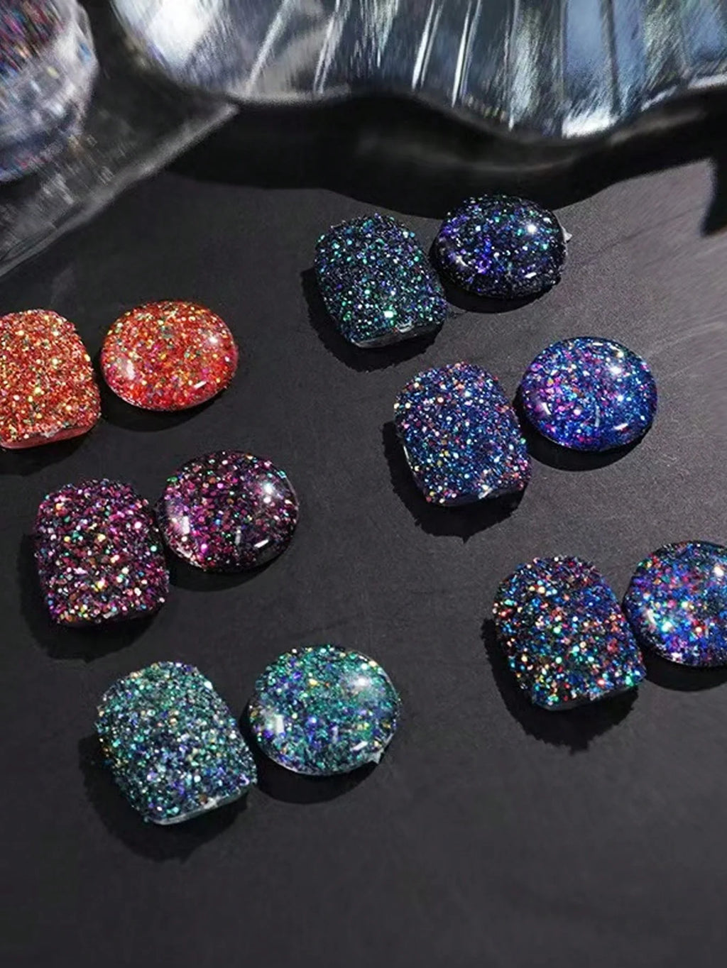 Colored Diamond Nail Powder Crushed Reflective Glitter Dark Luminous Qme
