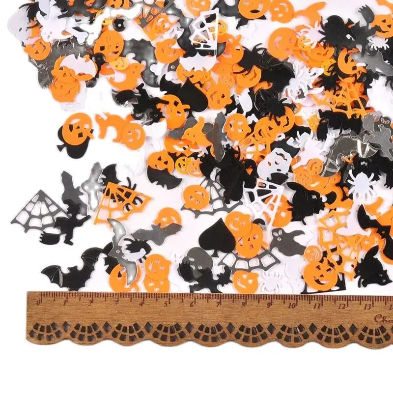 20g 9-28mm Halloween Spider/Web/Pumpkin/Bat Mixed Pattern PVC Confetti Sequins Table Holiday Decoration For Party Supplies c3765 Qme