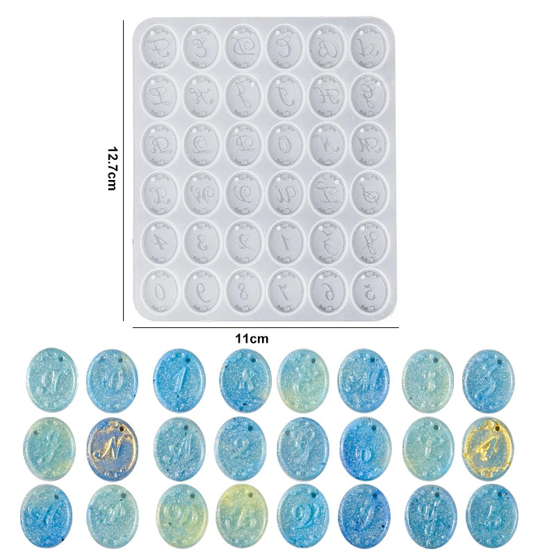 Alphabet Resin Silicone Mould Resin Letter Number Molds Alphabet Keychain Molds for DIY Keychain Jewelry Pendant Making Qme 2