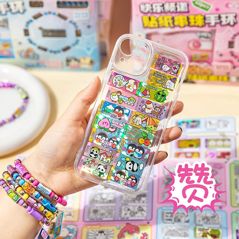 Kawaii Sticker Bead Bracelets for Creative Scrapbooking, Collage, Craft, Office, Phone Cases, Planner & Gifts Qme