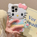 Sanrio Cute 3D Big Head Hello Kitty Case For iPhone 14 15 16 17, Cartoon Bear Heart Soft Silicone Anti-drop Ladies Phone Shell Qme 3 iPhone13Pro