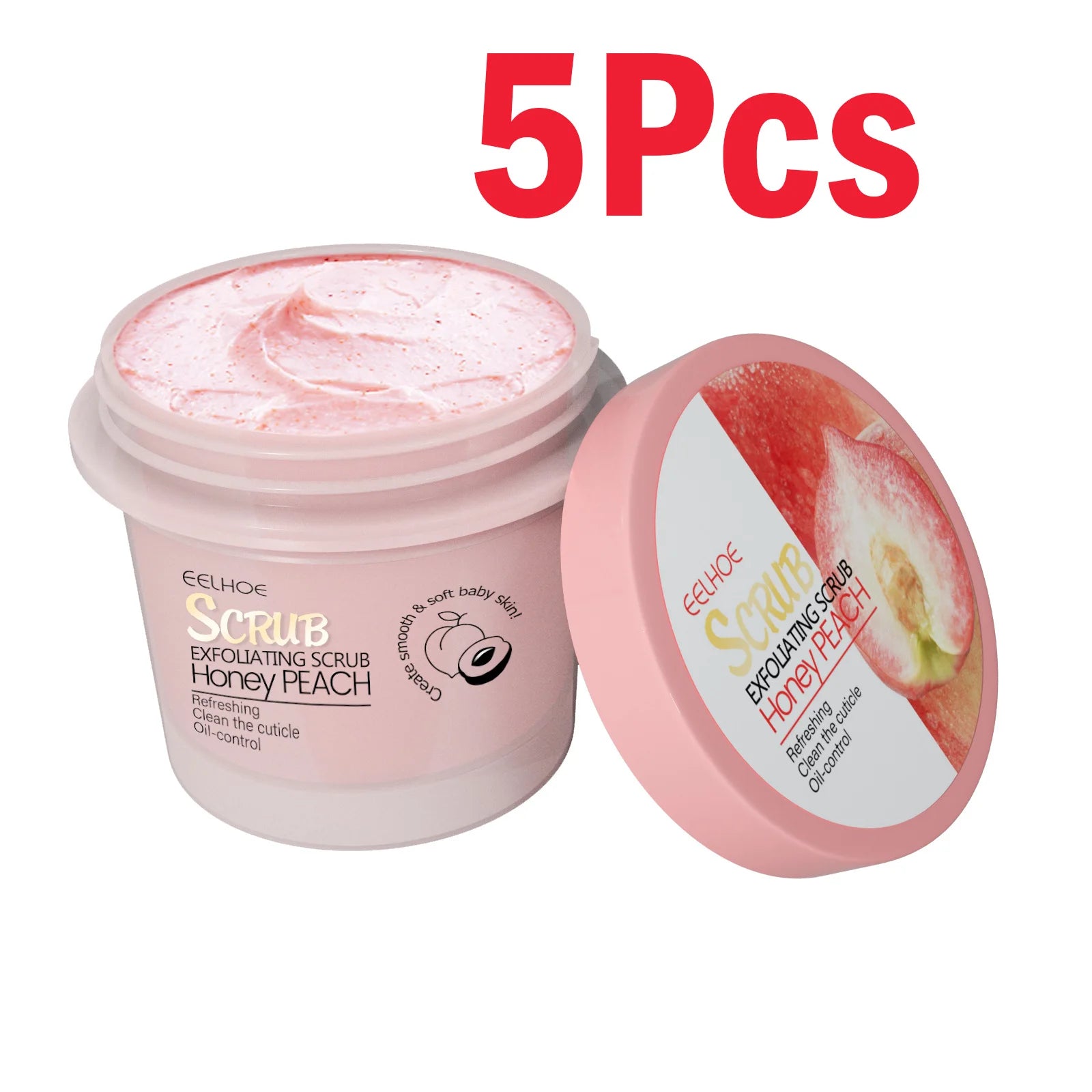 Honey Peach Body Scrub Cream Deeply Cleansing Exfoliating Scrub for Smooth & Glowing Skin Dead Skin Removal Moisturizing Qme 4 x 100g Boxed