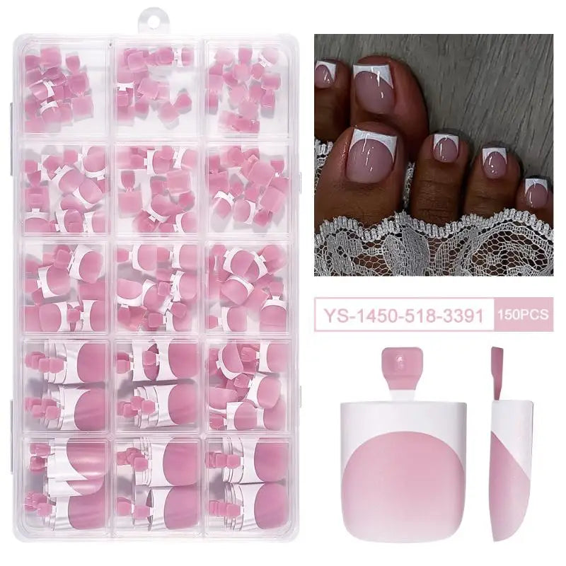 Easy Application Square Matte Full Cover Toe Nail Tips Pedicures Qme 11
