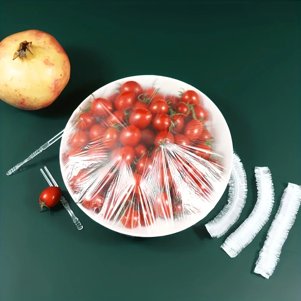 100pcs (100 Sheets) Disposable Food Grade Plastic Wrap Cling Film - Individual Pack, Hygienic Cover for Leftovers, Takeout Qme