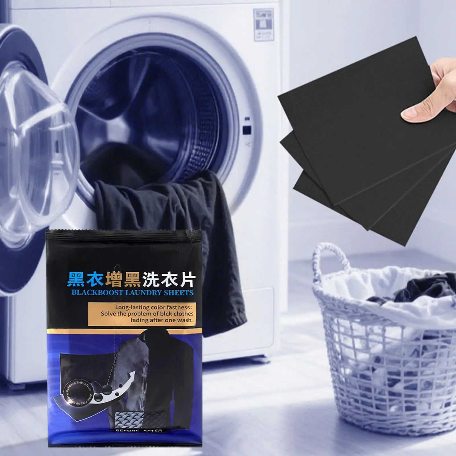 NEW Black Fabric Dye 50 Pieces Color Fixing Brightening Black Clothes Restorer Laundry Supplies For School Hotel Apartment Dorm Qme