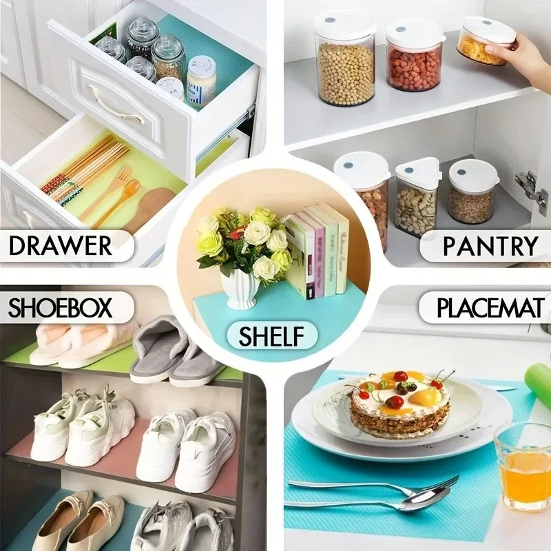 4PCS EVA Waterproof Refrigerator Liner Mat Washable Mildew Kitchen Pad Anti-oil Cabinet Drawer Placemat Heat-insulat Fridge Mat Qme