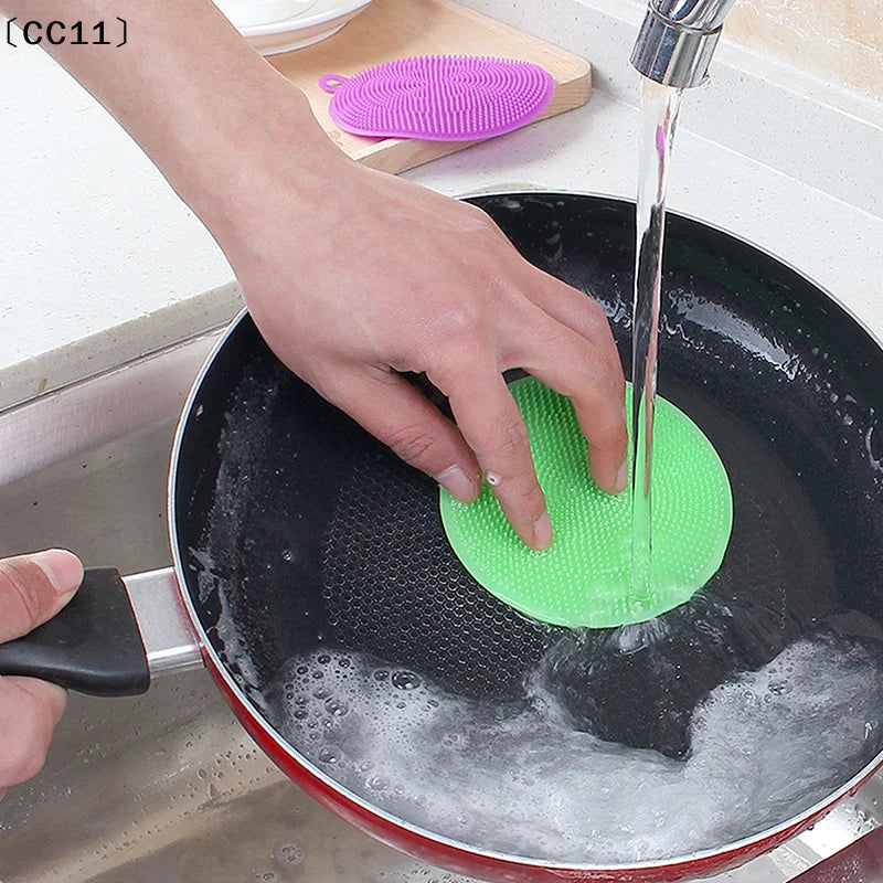 Silicone Cleaning Brushes Soft Scouring Pad Washing Sponge Dish Bowl Qme