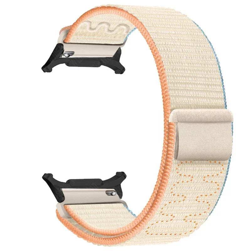 Nylon Solo Loop Strap for Samsung Galaxy Watch 7 Ultra 47mm Braided Band Bracelet for Galaxy 7 Ultra Quick Connector Watchband Qme BeigeOU-B Galaxy Watch 7 Ultra