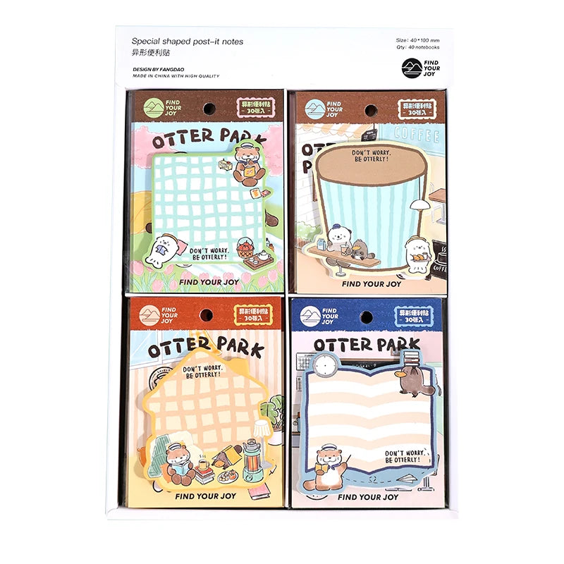 30 Pcs/book Creative Korean Stationery Cute Otter Multi functional Message Notes DIY Diary Album Scrapbook Office Supplies Qme E