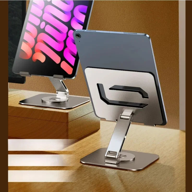 New Mobile Phone Tablet Bracket Desktop 360-degree Rotating Bracket Aluminum Alloy Painting Game Live Broadcast Tablet Stands Qme